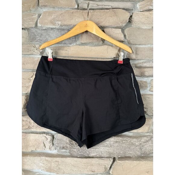 Athleta Women’s Black Running Shorts Size M | Zip Pocket Liner Reflective Trim - Picture 1 of 10